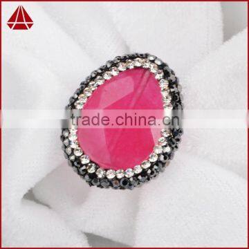 Peachblow Jade Faceted Beads Inlaid Zircon Paved Beads, Zircon Jewelry Wholesale With CZ Paved Cap photo-3