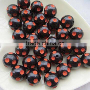 Orange with Black fashion chunky acrylic bling beads!! Halloween Round chunky acrylic rhinestone dots bling beads!!