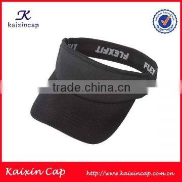 wholesale black colored 100% cotton flexfit sun visor cap without logo