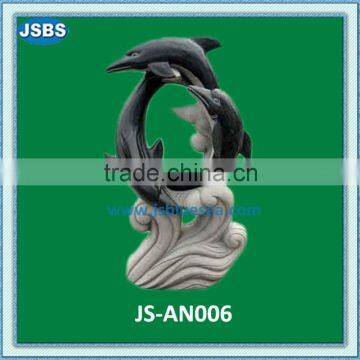 garden black marble dolphin statues