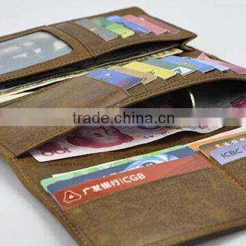 Multifunction High Quality Long Three Folds Rfid Leather Wallet With Button photo-6