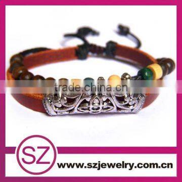 Gold Brown make men leather bracelets