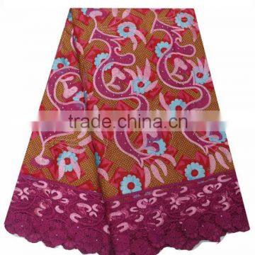 2016 Wax Print Fabric Cord Lace Fabric With Rhinestones photo-4
