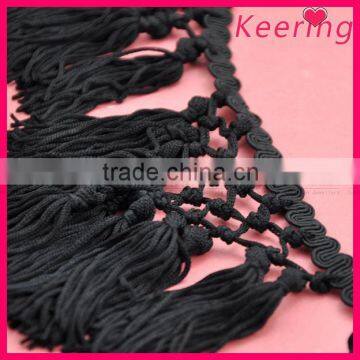 Wholesale black tassel fringe for apparel WTP-1294