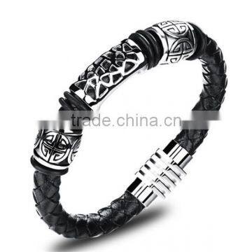 leather bracelets with magnetic clasp for men Stainless Steel jewelry 2016