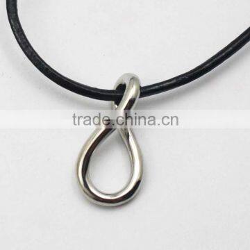 Stainless Steel 8 Symble Pendant Leather Chain Necklace photo-2