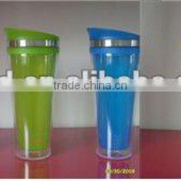 new style 400ml doulbe wall plastic cup with lid