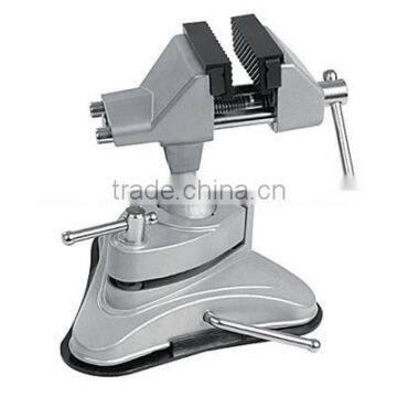 Swivel rotating table vise with suction pad and soft jaw