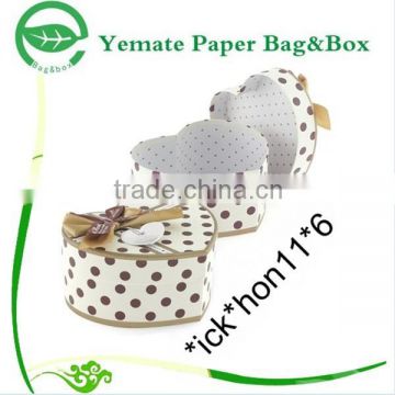 2015 new design printed heart shape paper box with bowknot, paper box printing