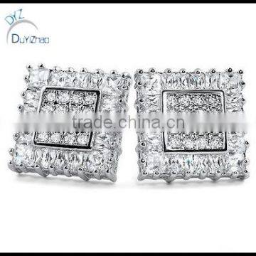 925 Sterling silver square cubic zircon earrings