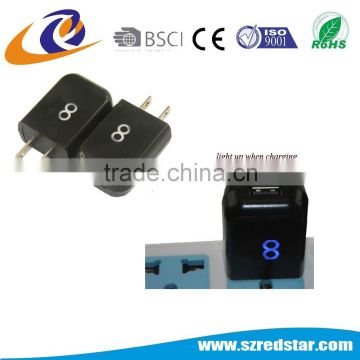 LED logo light flash usb wall charger