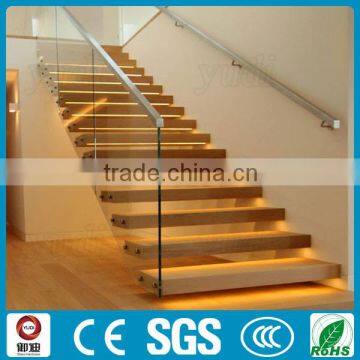 build oak wood LED floating staircase