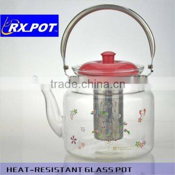 Morden big heat resistant glass kettle made in china