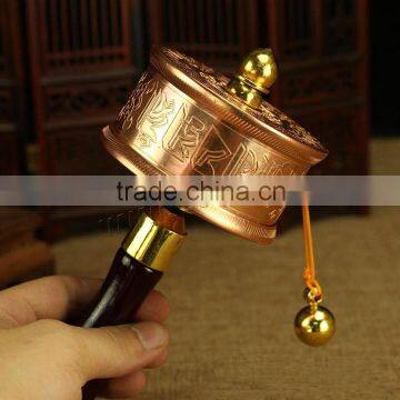 plated brass buddhist buddhist jewelry prayer wheel with wood