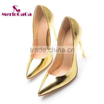 2016 new, gold leather with a fine high heels,