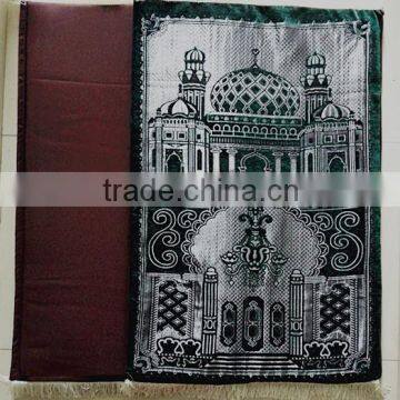 Wholesale muslim chenille jacquard woven prayer mat with memory foam and zipper