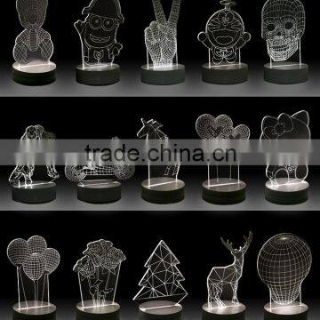 Custom new style 8 function christmas acrylic 3d optical illusions led night lights controller christmas decorations