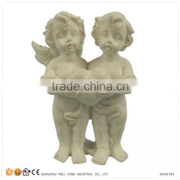 Cheap Modern Resinic Gifts Holding Heart Twins Baby Angel Figurines