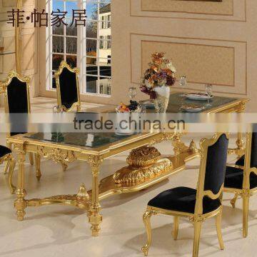 hand carved furniture - Baroque gold foil dining room furniture-antique dining room furniture