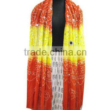 Indian Cotton Dupatta Scarves Handmade Printed Dupatta Bandhej Dupatta