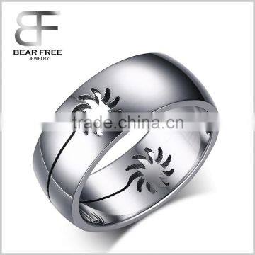 New Creative Design Hollow Stainless steel Silver Sunflower Separable Ring Designs for men