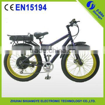 Shuangye Best Sell 36v 350w 26 Inch Big Tyre Snow Bike Electric Bicycle