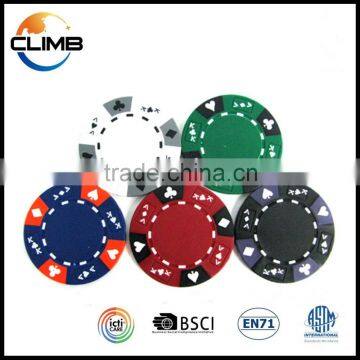 China Professional premium unique 14g clay AK suited 3-tone color casino customized logo printing antique poker game chips sale