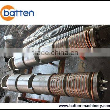 PVC profile screw barrel for conical twin screws extruder plastic machine