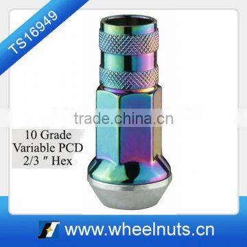 Rainbow color/ 2/3"/17mm hex/Titanium coating wheel nut