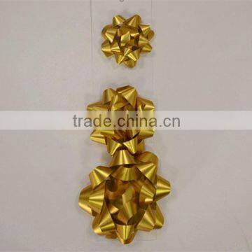 HOT SALE! 3" 4" 5" Golden Printing Matte Metallic Christmas Gift Ribbon Star Bow