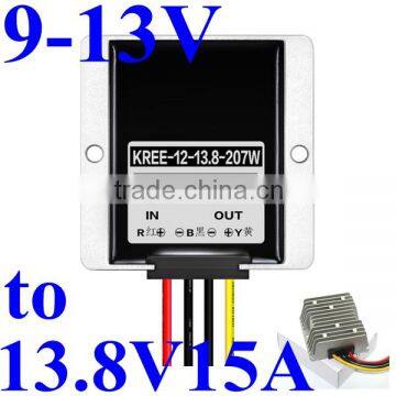 dc voltage regulator 9-13V 12V 11V step up to 13.8V 15A 207W boost converter power supply waterproof with case for bus led