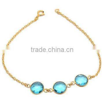 Blue Topaz Quartz Gemstone Bracelet