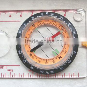 Transparent compass with rule scale Map Compass With Round Magnifier