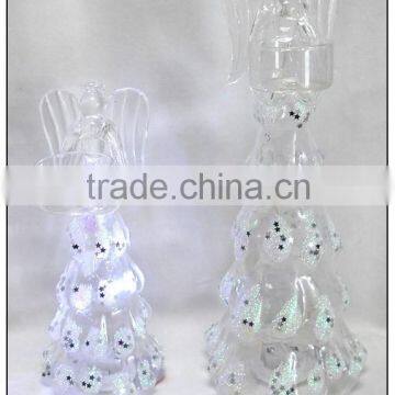 Hand Painted Glass Angel Candle Holder With LED Light photo-2