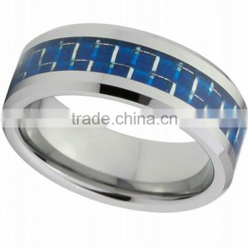 8mm white ceramic domed ring with light gray carbon fiber inlay