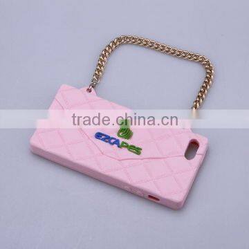 Custom Design Fashion Rhombus Shape Silicone Cell Phone Case With Chain photo-4
