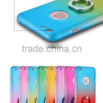 3 in 1 Phone Case With Rotating Ring Kickstand Tempered Glass Screen Protector 360 Full Body Cover Case for IPhone 6 6S Quality Choice