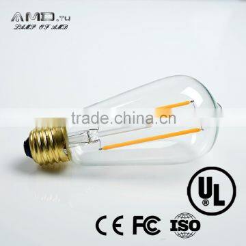 Clear pendant 2 filament antique vintage retro ST58 E26 E27 B22 energy saving chandelier 2w Edison led lights led bulb