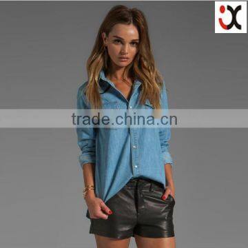 2015 hot style light blue women stone wash denm jacket JXQ562