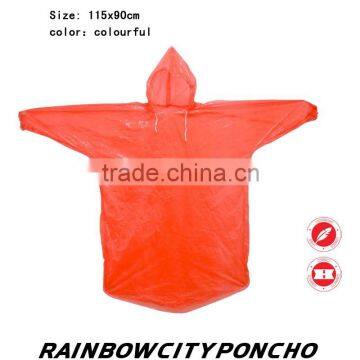 colorful disposable custermized raincoat with logo printing for adult and kids