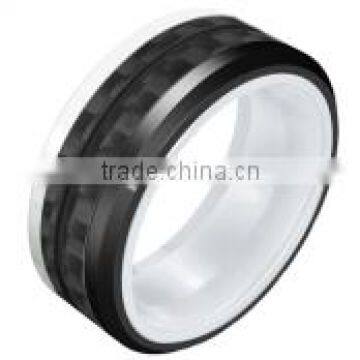 newest ring great selling ring 316l stainless steel and ceramic ring black carbon fiber band ring with black plating