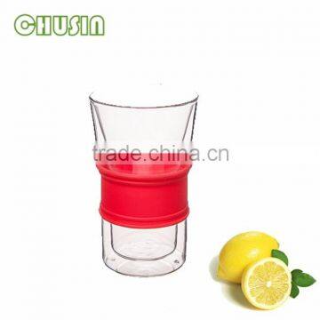 Double wall glass cup for coffee/tea/milk/water with silicone sleeve and lid wholesale