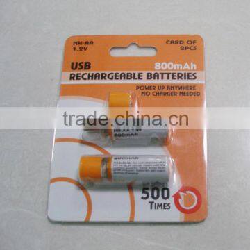 Ni-MH 1.2v 800mAh AA USB green rechargeable battery pack5