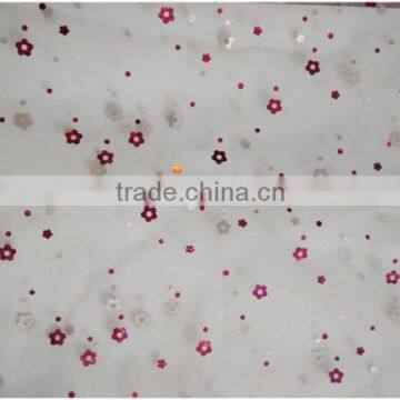 2015 New design textiles & apparel wholesale sequins mesh fabric