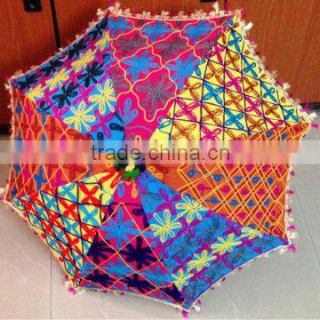 New stunning range of multi color embroidered Indian Parasol sun umbrella