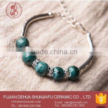 Ceramic Silver Decoration Bead Bracelet