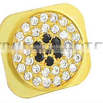 Golden Luxury home botton key for iPhone 5 with Silver&Black diamond