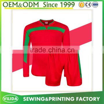 Custom your own design football uniform 100% polyester sublimated long sleeves soccer uniform