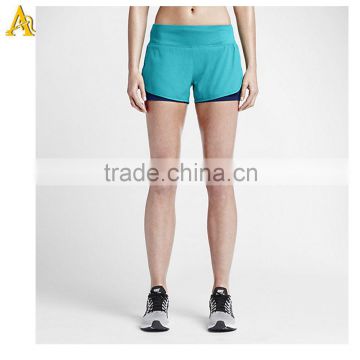 2016 wholesale women sport shorts fitness shorts compression mesh two layer shorts