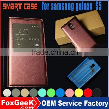 Original factory price case for Samsung galaxy S5 with smart cover wake up / sleep function